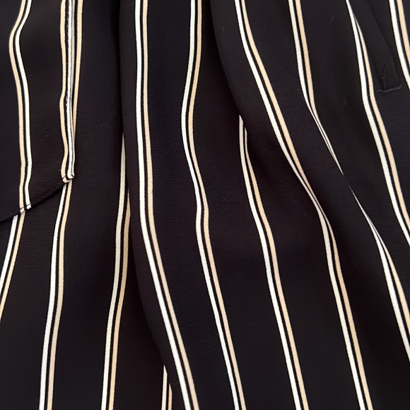 H&M Skirt with Tie Belt - Black with khaki and white stripes US 6 - Picture 3 of 4